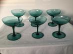 Set van 6 groene champagnecoupes ca. 1920., Ophalen of Verzenden