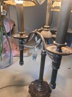 Zeer oude bronzen lamp met kristallen pegels, Antiek en Kunst, Ophalen of Verzenden
