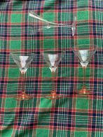 Vintage cocktailglazen met zalmroze oranje voet, Ophalen of Verzenden