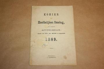 Kohier Hoofdelijken Omslag Appingedam - 1889 !! beschikbaar voor biedingen