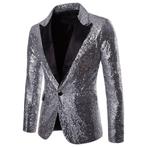 Heren zilveren glitter colbert mannen zilver blazer paillet, Verzenden, Nieuw