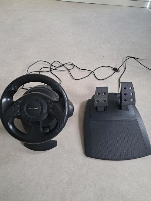 Microsoft SideWinder Racing Wheel + Pedalen, Spelcomputers en Games, Spelcomputers | Overige Accessoires, Gebruikt, Ophalen of Verzenden