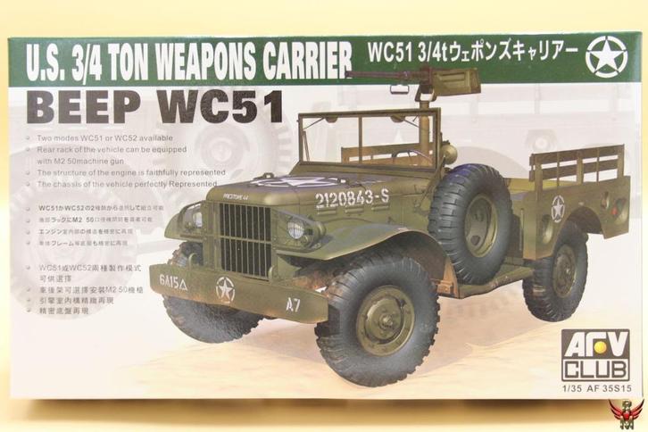 ROWASP | AFV Club 1/35 US ¾ ton Weapons Carrier WC51 Beep, Hobby en Vrije tijd, Modelbouw | Auto's en Voertuigen, Nieuw, Truck