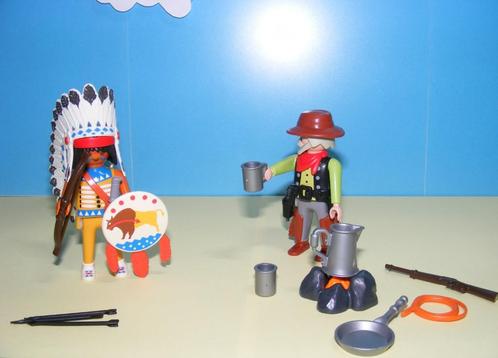 Playmobil native opperhoofd en cowboy, Kinderen en Baby's, Speelgoed | Playmobil, Zo goed als nieuw, Complete set, Ophalen of Verzenden