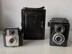Drie vintage fotocamera’s antiek Lubitel 2 Brownie, Ophalen of Verzenden, Gebruikt