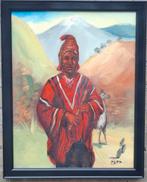 Flaustista Peruana. Peru. Sign. Ca 1900. Olie/doek., Huis en Inrichting, Ophalen, Minder dan 50 cm, Zo goed als nieuw, Schilderij