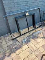 Metalen tuintafel met natuurstenen bladen, Ophalen, Gebruikt, 50 tot 100 cm, Modern