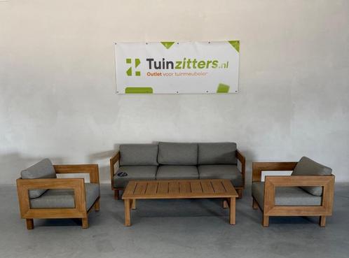 Hartman Kian 4-delige loungeset, Tuin en Terras, Tuinsets en Loungesets, Nieuw, Loungeset, Hout, 5 zitplaatsen, Bank, Stoel, Ophalen