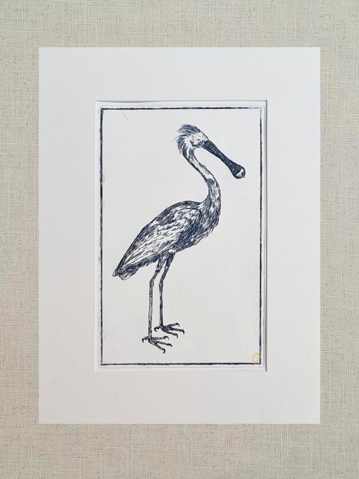 Ets Lepelaar met passe partout 30x40 cm, Huis en Inrichting, Woonaccessoires | Schilderijen, Tekeningen en Foto's, Nieuw, Print