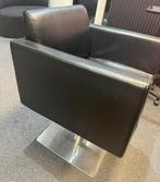 3 zwarte leren kappersstoelen te koop!, Huis en Inrichting, Stoelen, Ophalen, Gebruikt, Drie, Zwart