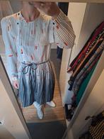 70s vintage grafisch japanse stijl jurk, Wit, Ophalen of Verzenden, Zo goed als nieuw, Maat 36 (S)