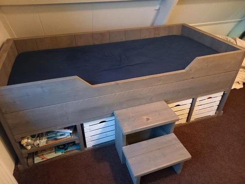 Steigerhout, kajuitbed, half hoog, Kinderen en Baby's, Kinderkamer | Stapelbedden en Hoogslapers, Gebruikt, Halfhoogslaper, Ophalen