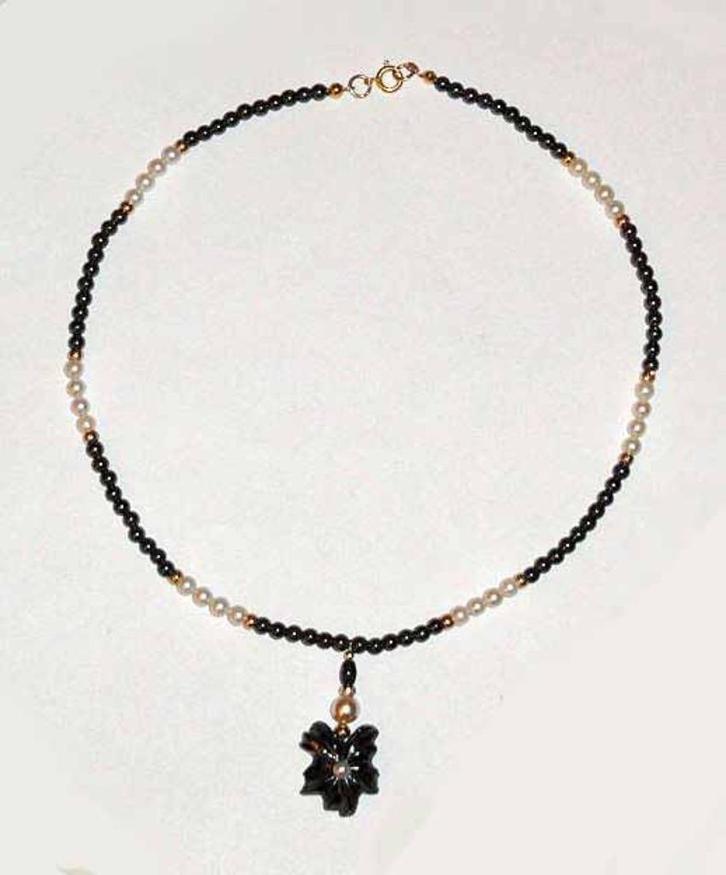 Ketting Hematiet Parels goud met Oorbellen, Sieraden, Tassen en Uiterlijk, Kettingen, Nieuw, Steen of Mineraal, Overige kleuren
