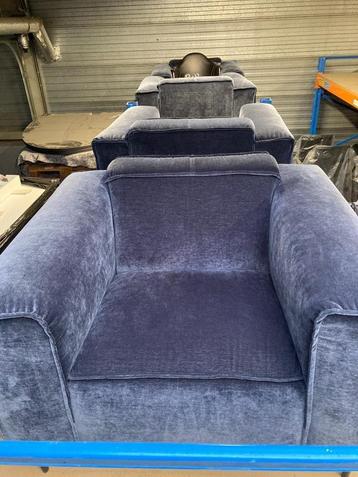 Luxe Design fauteuil stof grijs / blauw Fluweel beschikbaar voor biedingen