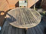 Hardhouten teak houten tafel rond eettafel, Huis en Inrichting, Tafels | Eettafels, Ophalen, Gebruikt, Rond, Vijf personen of meer
