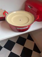 Le Creuset Braadpan - Rood, Ophalen of Verzenden, Zo goed als nieuw, Koekenpan of Braadpan, Gietijzer
