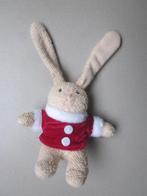 Zacht lichtbruin badstof konijn knuffeltje rood kersttruitje, Kinderen en Baby's, Speelgoed | Knuffels en Pluche, Ophalen of Verzenden