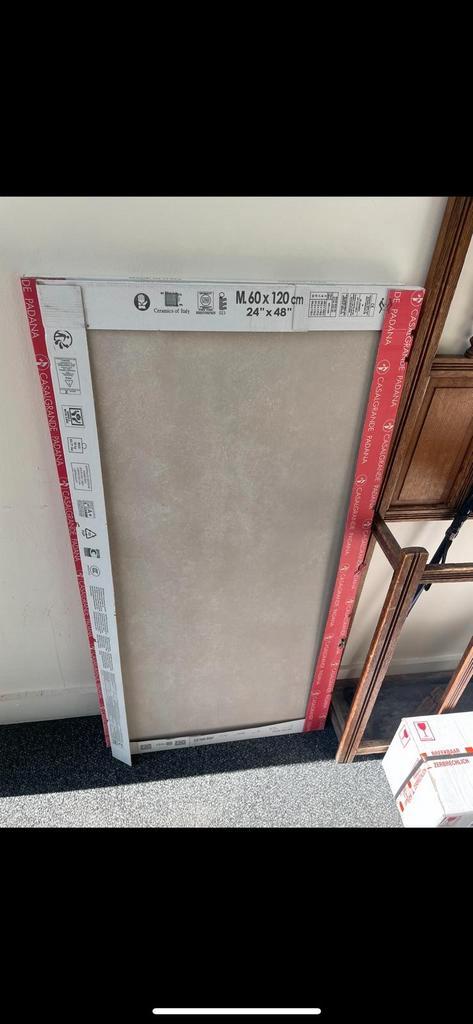 4 Zandkleurige Tegels 60x120 cm, Doe-het-zelf en Verbouw, Tegels, Zo goed als nieuw, Vloertegels, Keramiek, 60 cm of meer, 60 cm of meer