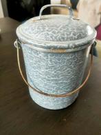 Grijs gewolkt  emmertje met deksel, Antiek en Kunst, Ophalen of Verzenden