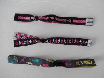 * 3x lint armbandjes roze zwart wit grijs geel met tekst * beschikbaar voor biedingen