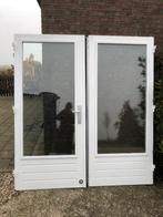 |Harthouten dubbele buitendeuren| dubbelglas|211,5X187,5|, Ophalen, Gebruikt, 120 cm of meer, Buitendeur