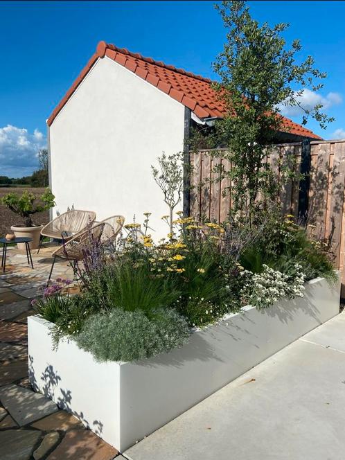 Stalen Bloembakken op maat, Tuin en Terras, Bloembakken en Plantenbakken, Zo goed als nieuw, Kunststof, Balkon, 60 tot 100 cm