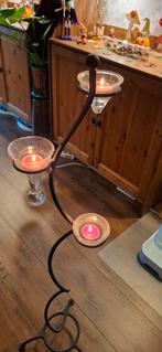 Gietijzeren Kandelaar Theelichthouder Smeedijzer 108 cm, Ophalen, Gebruikt, Grijs, Metaal