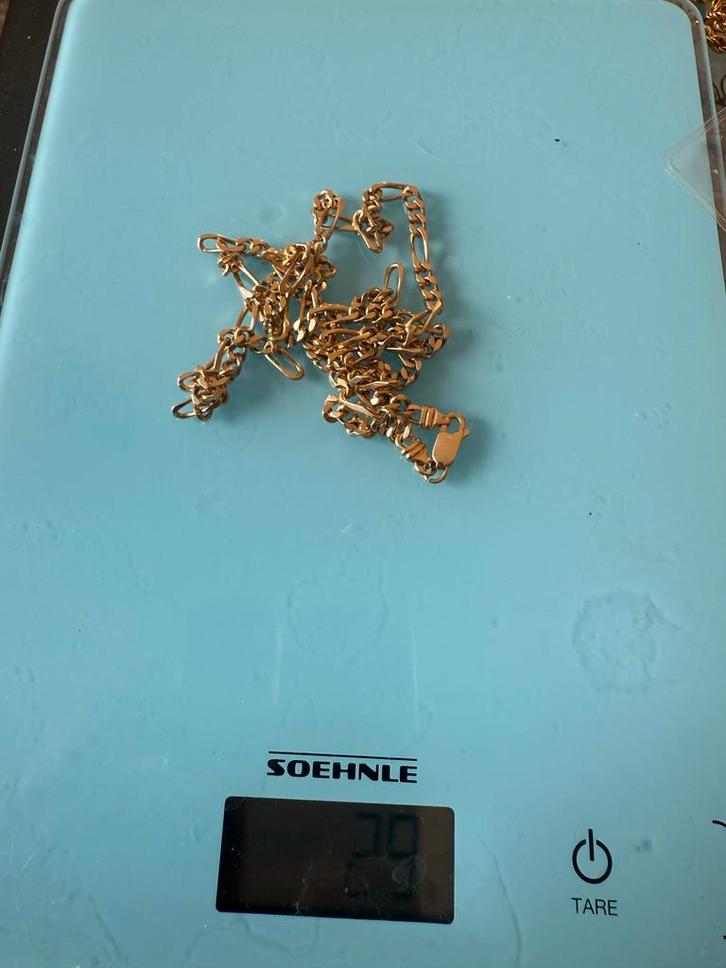18K Gouden Figaro Schakelketting - 29 gram, Sieraden, Tassen en Uiterlijk, Kettingen, Gebruikt, Goud, Ophalen