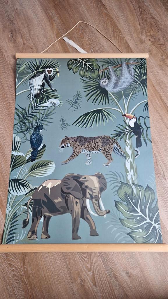 Mooie Jungle Dieren Poster met Houten Lijsten, Huis en Inrichting, Woonaccessoires | Wanddecoraties, Zo goed als nieuw, Ophalen