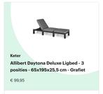 Nieuw in doos:Keter Allibert Daytona Deluxe Ligbed - Grafiet, Ophalen of Verzenden, Nieuw, Kunststof, Verstelbaar