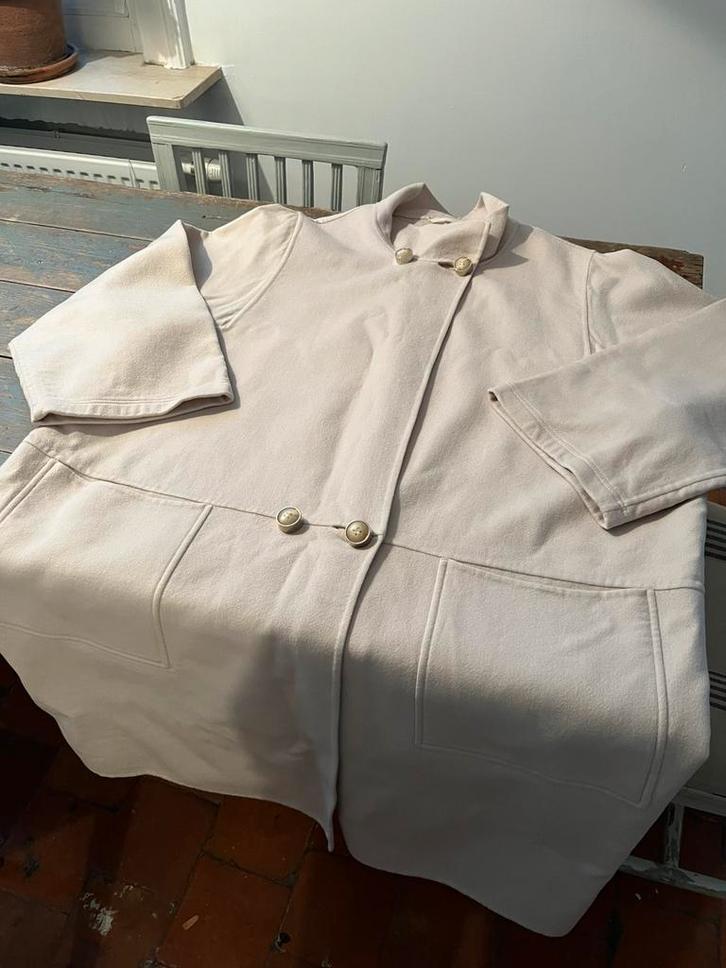 PRACHTIGE JAS MARINA RINALDI CREME WOL KASJMIER, Kleding | Dames, Jassen | Winter, Zo goed als nieuw, Maat 46/48 (XL) of groter