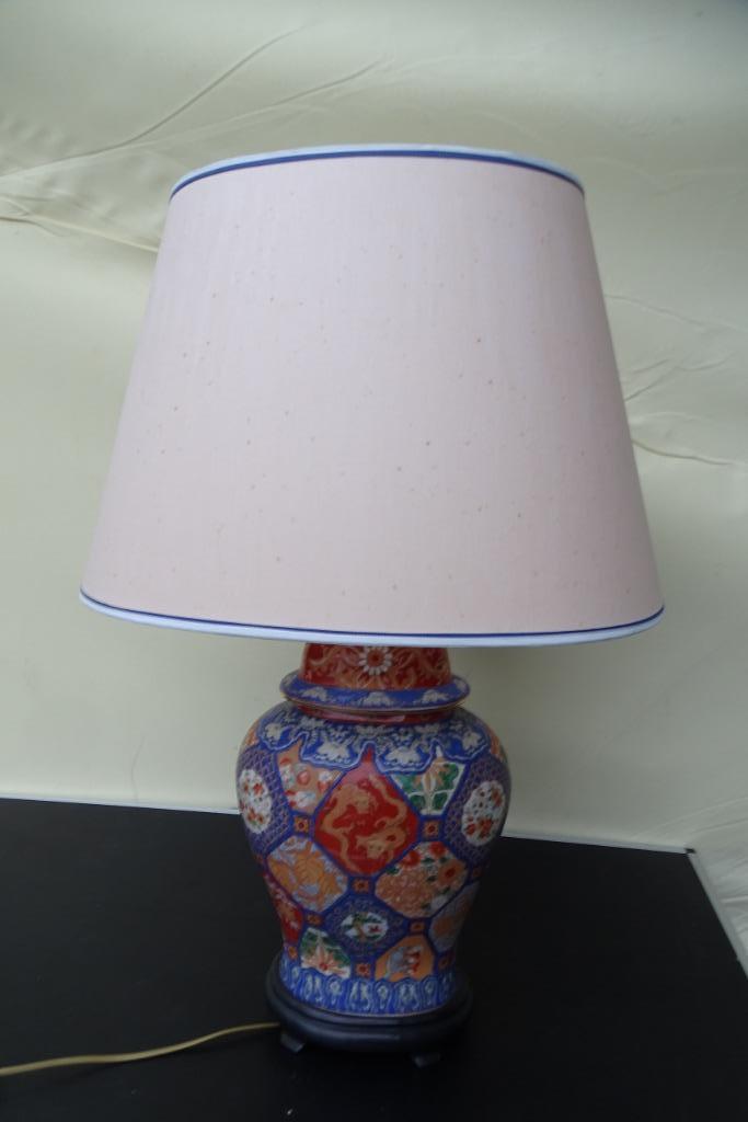 Chinese vaaslamp met kap, Huis en Inrichting, Lampen | Tafellampen, Gebruikt, Minder dan 50 cm, Overige materialen, Ophalen