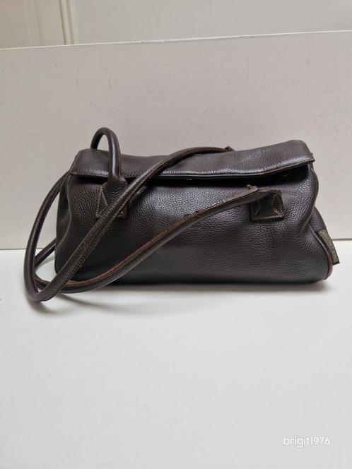 Bruin leren tas Fred de la Bretoniere, Sieraden, Tassen en Uiterlijk, Tassen | Damestassen, Gebruikt, Schoudertasje, Bruin, Ophalen of Verzenden