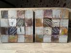 Abstract Schilderij 2 stuks- Vierkanten en Lijnen 60x 60 cm., Antiek en Kunst, Kunst | Schilderijen | Abstract, Ophalen