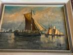 Klassiek Schilderij: Zeilboten op Zee, Olieverf op Doek, Ing, Antiek en Kunst, Ophalen of Verzenden