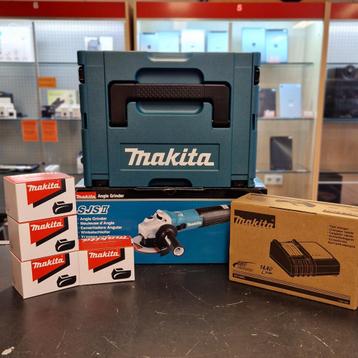 Makita MEGA Set Haakse Slijper, Slagschroevendraaier, 4x Acc beschikbaar voor biedingen