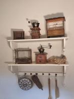 Landelijk wit regaal keukenrek brocant wandrek oud rek Frans, Antiek en Kunst, Curiosa en Brocante, Verzenden