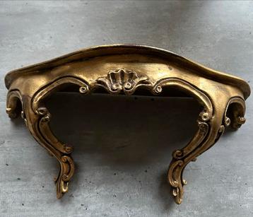 Goudkleurige Brocante Wandconsole mooi voor de kerst beschikbaar voor biedingen
