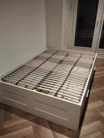 Bedframe met opberglades IKEA BRIMNES 140x200, Ophalen, Wit, Tweepersoons, 140 cm