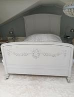 Antieke bed 140x200 grijs vintage twijfelaar brocante, Ophalen, Gebruikt, 140 cm, Twijfelaar