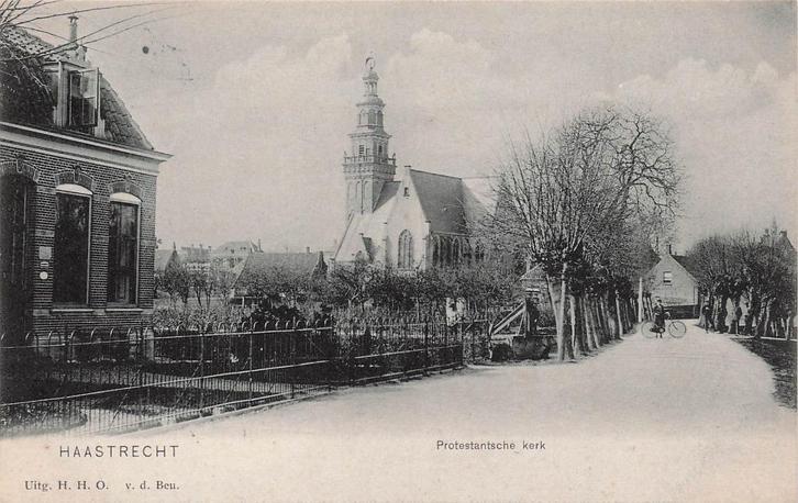 AZ140 Haastrecht Kerk e.o. 1916 uitg. v.d. Beu, Verzamelen, Ansichtkaarten | Nederland, Gelopen, Zuid-Holland, Voor 1920, Verzenden
