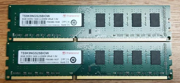 Nieuw Transcend 16GB DDR3 1600MHZ, Computers en Software, RAM geheugen, Nieuw, Desktop, 16 GB, DDR3, Ophalen of Verzenden
