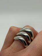 C215 Prachtige zilveren modernist ring maat 19,5, 19 tot 20, Ophalen of Verzenden, X, Dame