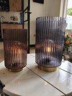 2 leuke sfeer lampen op batterijen (exclusief) 28&22 cm hoog, Ophalen, Zo goed als nieuw, Glas, Minder dan 50 cm