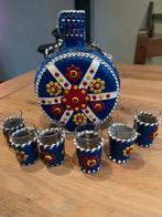 Vintage Likeurset 7 delig Leer/glas, Ophalen of Verzenden