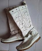 Vintage Ibiza of Indiana Witte Laarzen leer Maat 38, Hoge laarzen, Wit, Ophalen of Verzenden, Zo goed als nieuw