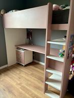 Trasman - Jules hoogslaper met bureau. Roze & grijs eiken, Ophalen, Zo goed als nieuw, Hoogslaper