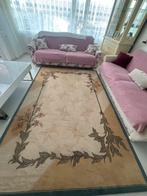 Mooi vloerkleed met bloemmotief en wol van merinos merk, Ophalen, Beige, 200 cm of meer, Zo goed als nieuw