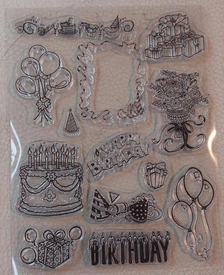 Clear Stamp Set - Verjaardag, Hobby en Vrije tijd, Stempelen, Nieuw, Clearstamp, Ophalen of Verzenden