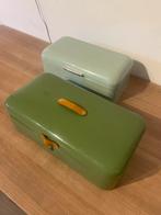 2 Vintage Broodtrommels - groen en licht blauw, Ophalen of Verzenden, Gebruikt